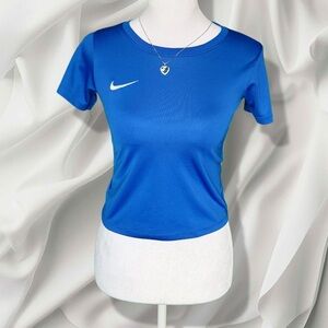 Nike Vibrant Blue Short Sleeve Tee Crop Top Athletic Y2K
